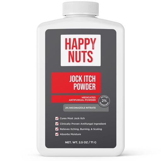 [BRSREBALPIORSADX] HAPPY NUTS Jock Itch OTC Antifungal Treatment Powder - 2% Miconazole Nitrate - FSA Eligible HSA - Clinically Proven Cures Most Jock Itch, Athletes Foot, Ringworm and More - Relieves Itching & Burning