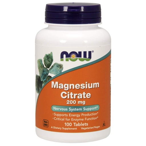 [BRSWIYTQCYCWMEDM] NOW Foods Magnesium Citrate 200 mg Tabs, 100 Count (Pack of 1)