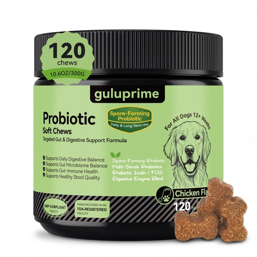 [BRSRGGI7OUBGAFI7] Probiotics for Dogs - Dog Probiotics Digestive Health Support, Dog Probiotic Chews with Spore-Forming Bacillus Coagulans, Prebiotic Inulin & Digestive Enzymes, Chicken Flavor, 120 Soft Chews
