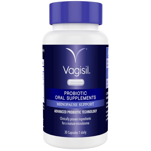 [BRSRABABPNYRS2DA] Vagisil Menopause Support Probiotic Supplement, Clinically Proven Ingredients with D-Mannose and LactoCran, Clean Formula for Mature Women, Non-GMO, Dairy-Free, 30 Capsules