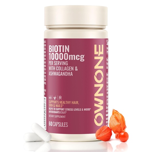[BRSRABIPOUIQ2A37] Biotin 10000mcg,Supports Healthy Hair, Skin and Nails Vitamins Supplement,Helps Balance Stress Levels and Mood,60 Capsules