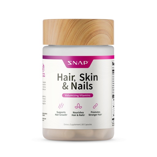 [BRSROFD2AR4AM23H] Snap Supplements Hair, Skin and Nails Vitamins, Support Hair Growth, Nourish Skin and Nails with Biotin, Collagen, Kelp, Bamboo and Other Vitamins, Radiant Skin, Strong Hair and Nails, 60 Capsules
