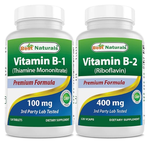 [BRSRMBAZAF5R6FY6] Best Naturals Vitamin B1 as Thiamine Mononitrate 100 mg & Vitamin B2 (Riboflavin) 400mg