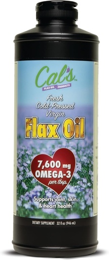 [BRSWYAAQCQDWCH3U] Cal's Flax Oil, Cold Pressed Flax seed, High in Omega 3 Fatty Acid, Unrefined Flax Seed Oil, Pure Flax Seed Oil Liquid Supplement for Joint, Skin, and Heart Health Support - 32 oz