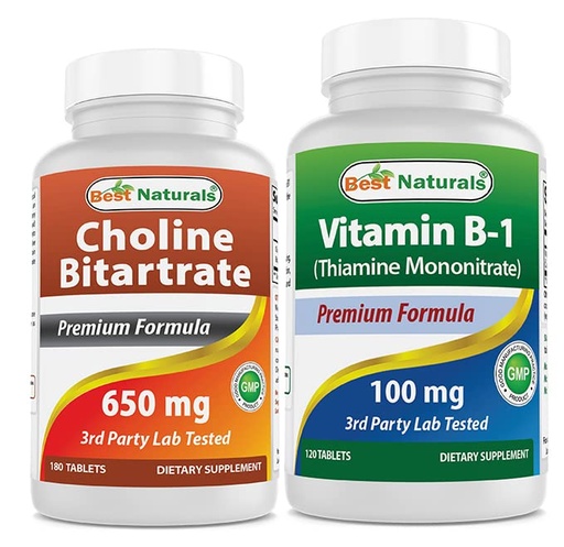 [BRSRMCQECMFRMFLB] Best Naturals Choline Bitartrate 650 mg & Vitamin B1 as Thiamine Mononitrate 100 mg