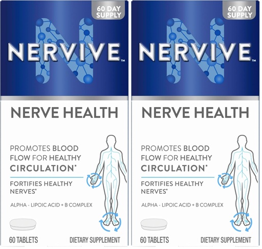 [BRSRGGQKBVYBGG3Z] Nervive Nerve Health, Alpha Lipoic Acid, Fortify Nerve Health, Healthy-Function, Healthy Blood Circulation, Supplement, Tablet, 60 Tablets, (Pack of 2)