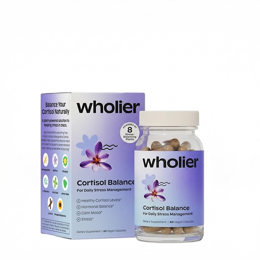 [BRSRGCQFBVYBEEY3] wholier Cortisol Support Supplement with Ashwagandha, Rhodiola, Saffron & L Theanine Adaptogen Blend for Overall Wellness Support, Vegan Capsules, Gluten Free, Non GMO, 60 Count, 30 Servings