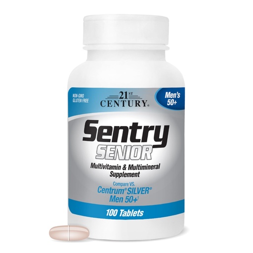 [BRSWIGLZCQMBAHLK] 21st Century Sentry Senior Men 50Plus Tablets, White Unscented 100 Count