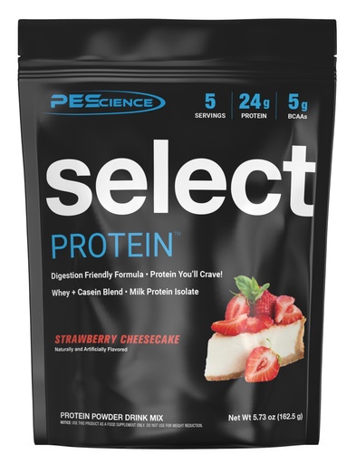 [BRSWGGIKBYBRQ2AZ] PEScience Select Protein Powder, Whey and Casein Blend, Gluten Free, Low Carb Protein Powder for Women and Men, Low Calorie, Keto Friendly - Strawberry Cheesecake, 5 Servings