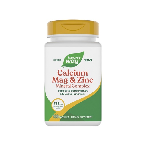 [BRSWIYTYB4PWYHYZ] Nature's Way Calcium, Magnesium & Zinc Mineral Complex, Supports Bone Health & Muscle Function*, Immune Support*, 765 mg per 3-Capsule Serving, Gluten Free, 100 Capsules (Packaging May Vary)
