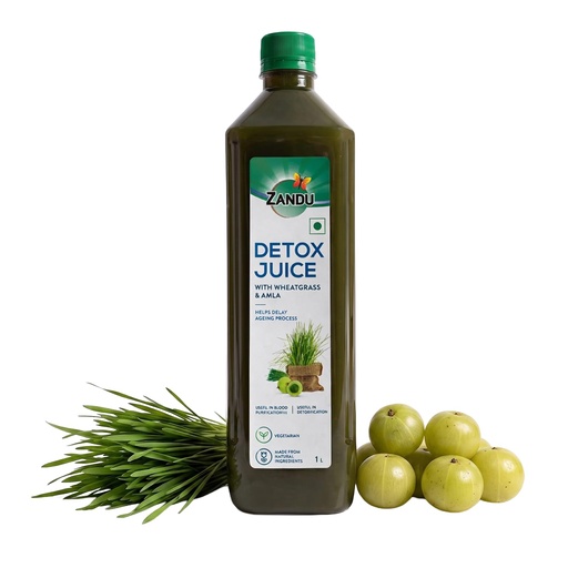 [BRSROEA3CMORAGQZ] Zandu Detox Juice 1L | Helps in Detoxification and Blood Purification | Blend of Wild Amla & Wheatgrass | Scientifically Tested Ingredients | Ayurvedic Juice | No Added Sugar | 5 in 1 Action - Boosting your overall health!