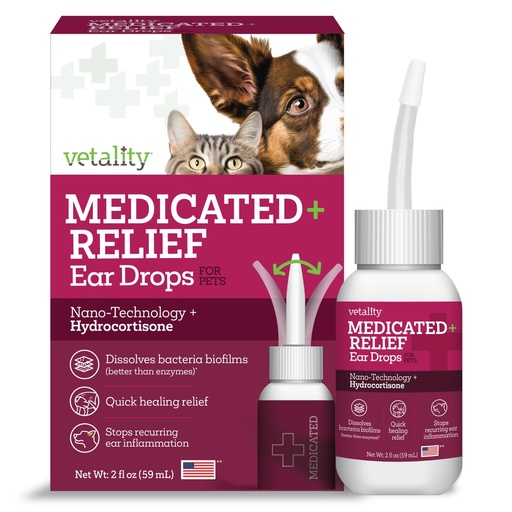 [BRSREHDRBMIBYAYZ] Vetality Medicated Otic Drops for Dog Ear Infection Treatment, 2 fl oz