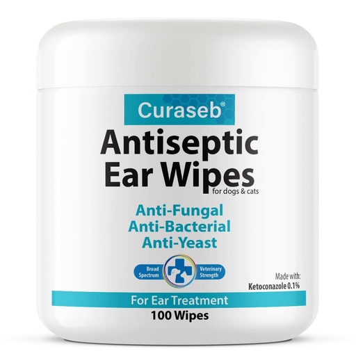 [BRSWYZQBOYNWG2YV] Curaseb Cat & Dog Ear Infection Treatment Wipes – Soothes Itchy & Inflamed Ears – Cleans Debris and Buildup – 100 Count
