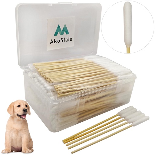[BRSRMFL4OR7AG2TX] Dog Ear Cleaning Swabs 200 Count – 6 Inch Extra Long Bamboo Cotton Swabs for Dogs & Cats, Large Lint-Free Cotton Tipped Applicators for Ear Wax Removal, Tear Stains & Grooming