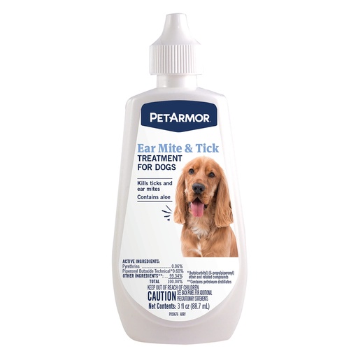 [BRSWIAIKAYPQECY7] PetArmor Ear Mite Treatment for Dogs, Ear Mite Medicine Kills Ticks and Ear Mites to Relieve Itchiness, Sooths Ears with Aloe, 3oz