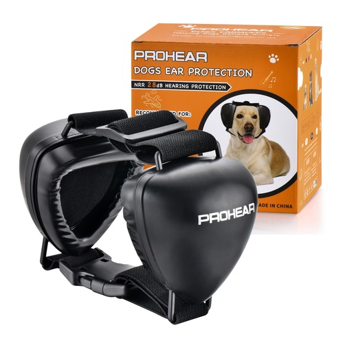 [BRSRA234C5YRAF3X] PROHEAR Ungrade GEL Pads Dog Ear Muffs, Dog Hearing Protection for Firework, NRR 28dB for Thunder, Hunting, Tourism,Small - Black