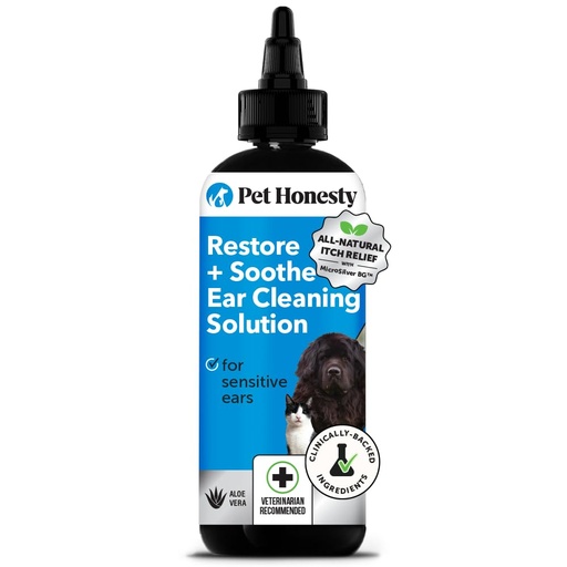 [BRSROAYHOIHAYFAU] Restore + Soothe Ear Cleaner for Dogs & Cats – Gentle Dog Ear Cleaning Solution with Aloe Vera – Soothes Itching Ears, Irritation, + Aches, Supports Ear Health – Vet Recommended Pet Ear Cleaner – 4oz