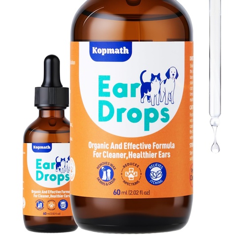[BRSRGYYFDINB6CA6] Dog Ear Drops, Dog Ear Cleaner Drops, Ear Infection Treatment for Dogs and Cats, Natural Herbal Ear Cleaning Solution for Dirty,Itchy,Smelly,Inflammed Pet Ears, 2 oz with Dropper