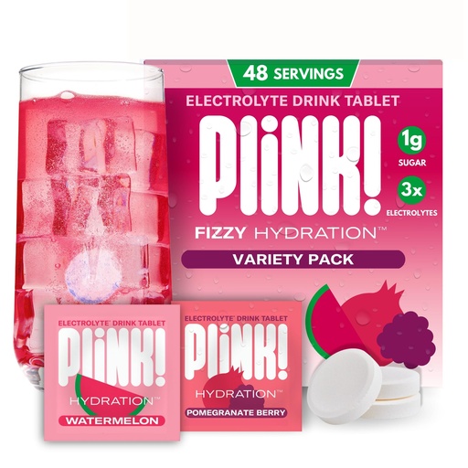 [BRSROCA2PMHRMCT7] Plink! Fizzy Electrolyte Drink Tablets for Daily Hydration - 48ct Electrolyte Tablets + Sodium, Potassium, Magnesium, Low-Calorie, Low-Sugar Keto Electrolytes Powder Hydration Packets Water Flavoring