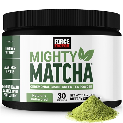[BRSRGA34OAPRO333] Force Factor Mighty Matcha Powder, Premium Organic Matcha Green Tea Superfood to Support Calm Energy, Focus, Antioxidant Protection & Vitality, Naturally Unflavored, 30 Servings