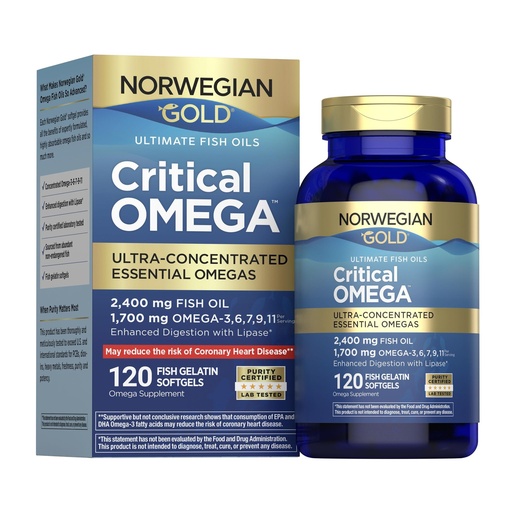 [BRSWIZT4CUPRWCDC] Renew Life Norwegian Gold Critical Omega Softgels, Daily Supplement Supports Heart, Brain and Joint Health, EPA and DHA Omega-3 Fish Oil, Dairy and gluten-free, 850 Mg 120 Count