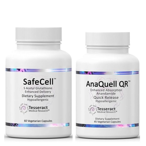 [BRSROBIROQPAE2TF] Tesseract Medical Research SafeCell S-Acetyl Glutathione Supplement for Neuro Health Support & AnaQuell QR, Stress Relief & Mood Support Supplement