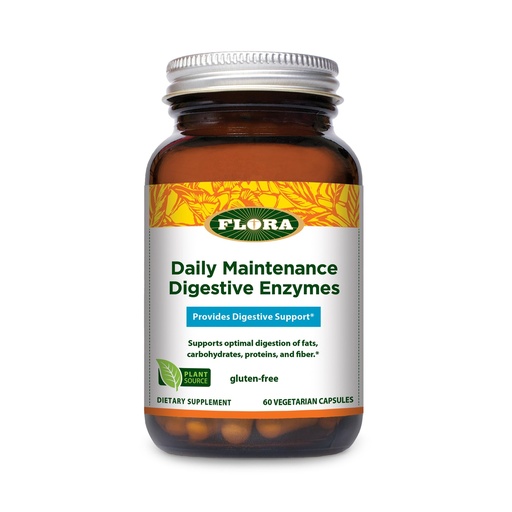 [BRSWIY3ZAYFRCCYV] Flora Daily Maintenance Digestive Enzymes - Contains 7 Enzymes for Digestive Health Support - Aids Gas & Bloating - Non-GMO & Gluten-Free - 60 Vegetarian Capsules