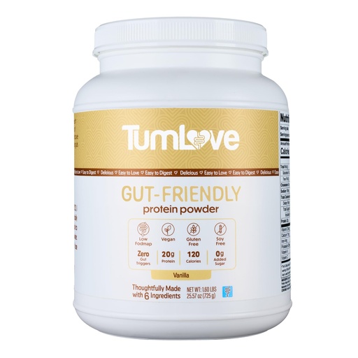 [BRSROEIROEPQKGY2] TumLove Vegan Protein Powder - Low FODMAP Certified, Gluten-Free, Dairy-Free, Soy-Free, 100% Gut-Friendly & Non-Bloating, Vanilla (25 Servings)