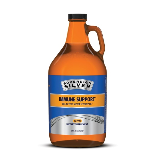 [BRSWYAA2O4HQK2DZ] Sovereign Silver Immune Support, Colloidal Silver, 64 fl oz (1,892 mL) | Bio-Active Silver Hydrosol, 10 ppm, Liquid, Twist Top