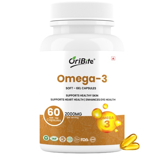 [BRSREYIRCR5QMYLU] Omega-3 Fish Oil 2000mg – Supports Heart, Skin & Eye Health – 60 Softgel Capsules with EPA & DHA – Burpless Premium Fish Oil Supplement