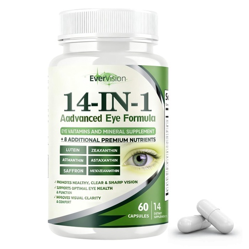 [BRSRECYPDIARQCAY] Evervision 14-in-1 Advanced Eye Formula - Eye Vitamin and Mineral Supplement for Eye Health - 60 Capsules (1pc)