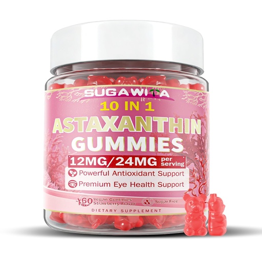 [BRSRGBD5AUOQA3LF] Astaxanthin Supplements 12mg/24mg for Women & Men, Astaxanthin Gummies 10 in 1 Antioxidant Supplement, Astaxanthin Organic with Lutein, Resveratrol for Skin, Eye & Immune Health, Vegan