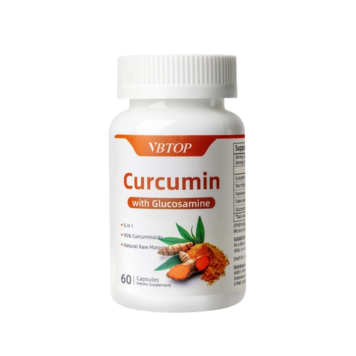 [BRSRECA5AANGO2YZ] Curcumin 95% with Glucosamine, 5-in-1 Joint Support Supplement with Sour Cherry, Frankincense & Celery Seed, 60 Capsules, Natural Antioxidant for Joint & Immune Health, Non-GMO, Gluten-Free