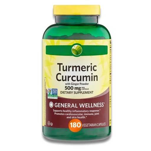 [BRSRGZQHBMCQM2DF] KP+ Turmeric Curcumin with Ginger Powder | 500 mg Dietary Supplement | General Wellness | 180 Vegetarian Capsules | Pack of 1