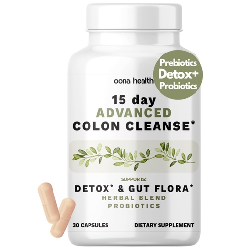 [BRSRAFDYOUOQIDIZ] 15 Day Advanced Colon Cleanse, Probiotics & Natural Herbs, Supports Detox & Gut Flora for Women & Men, with Cascara Sagrada, Psyllium Husk & Senna Leaf, 30 Capsules 1-2 Daily | 15 Day Cleanse