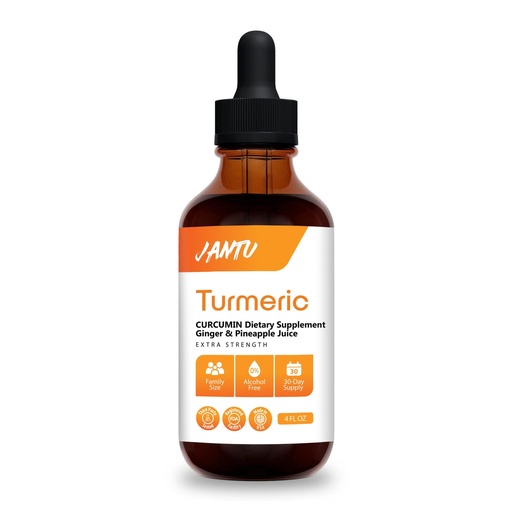 [BRSRMHQDOJYGEAI2] Jantu Liquid Turmeric Curcumin Drops with Ginger, Black Pepper & Pineapple - High-Potency Turmeric Extract - 4oz Herbal Supplement