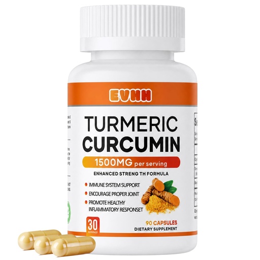 [BRSRGCD2OYNQAADZ] Turmeric Curcumin Capsules, 1350mg, 90 Capsules | BioPerine Black Pepper Extract, 95% Curcuminoids, Natural Turmeric Root Powder, Joint Support & Immune Health