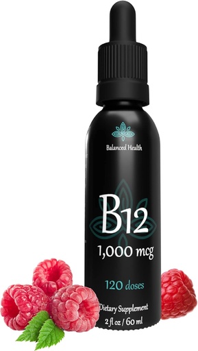 [BRSW2AI3DEJR43YY] B12 1,000 mcg, 2oz 120 서빙, 라즈베리 맛, Methylcobalamin 하위 언어 드롭