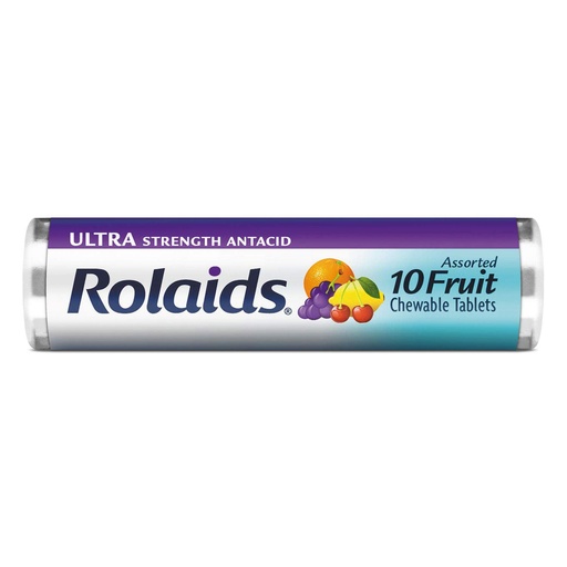 [BRSWGZABAECB6GTZ] Rolaids R10049 Ultra Strength Antacid Chewable Tablets, Assorted Fruit, 10/Roll, 12 Roll/Box