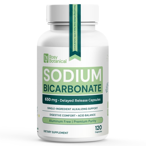 [BRSRGHY3B4MWCCDA] Pure Sodium Bicarbonate 650 mg Capsules - Sodium Bicarb for Alkaline Balance & Daily Wellness Support – Fast-Dissolving Bicarbonate of Soda Pills - Single Ingredient Delayed Release 120 Count
