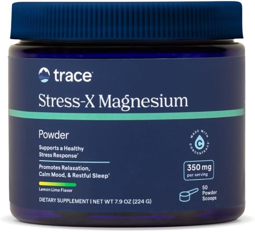 [BRSWIEAMBQGAG2DI] Trace Minerals Stress-X Magnesium, 350mg - Powder Magnesium Supplement to Support Muscle Relaxation & Recovery - Restful Sleep Support Mineral Supplement - Lemon Lime Flavor, 7.9 oz (50 Servings)