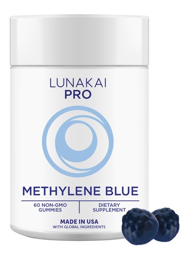 [BRSRGGIBDNYAIGQ2] Lunakai USA Made USP Grade Methylene Blue Gummies 20mg with CoQ10 & Vitamin C - Daily Wellness Support, Non-GMO, 60ct