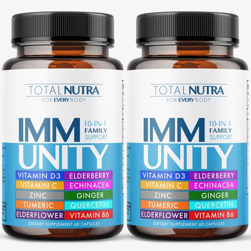 [BRSRABD7CNYWYCLJ] 10-In-1 Immune Support Supplement: Immune Boosters for Adults & Kids Daily Immunity Defense with Key Immune System Vitamins Zinc, Vitamin C and D, Plus Elderberry, Quercetin, Echinacea & More, 60 Caps
