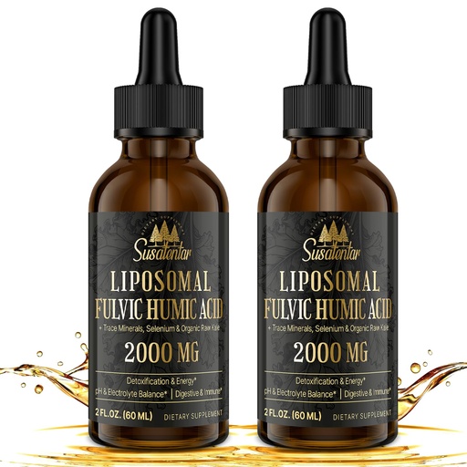 [BRSREGAPA4FWAAIY] 2000 MG Liposomal Fulvic Acid + Humic Acid + Trace Minerals Complex - More Potent Than Shilajit, Electrolytes Liquid Supplement with Organic Kale for Energy, Digestion, Immunity & pH Balance, 4 Oz