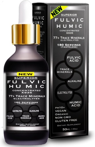 [BRSWGAYOCMOWCA32] Fulvic Humic Mineral Blend Drops – 77+ Trace Minerals & Electrolytes | Fulvic Acid Supplement with Humic Acid for Gut Health, Hydration & Daily Mineral Support | 180 Servings