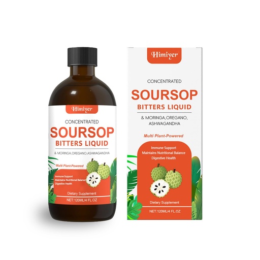 [BRSRGC34BMIQEYL2] Himiyer Soursop Bitters Liquid Drops, Soursop Leaf Extract 600mg with Moringa, Oregano & Ashwagandha | Plant-Powered Herbal Bitters for Digestive & Immune Support* | 4 Fl Oz