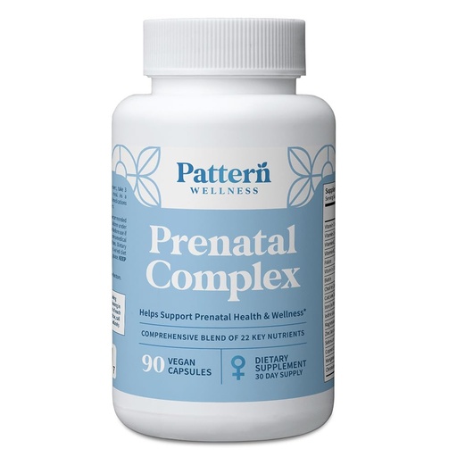 [BRSREAALCJ5WYEL2] Pattern Wellness Prenatal Complex for Women – Prenatal Vitamin with DHA, Folate, Iron, Probiotics & Biotin – Support from Preconception to Postpartum - 90 Capsules