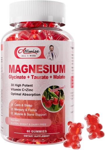 [BRSROGADBYFRUGQ2] Magnesium Glycinate Gummies,Magnesium Potassium Supplement with Taurate, Malate, Vitamins D, C, B6, Calcium,Body Support,Raspberry Magnesium Gummies for Adults&Kids