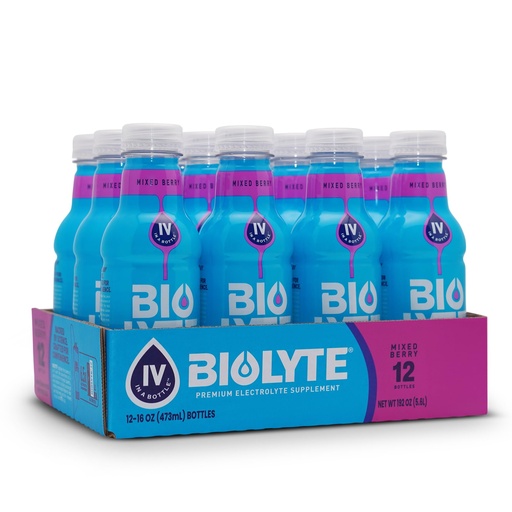 [BRSWYGIDBV5W22QY] BIOLYTE Electrolyte Drink - Doctor-Formulated Hydration Drink, Electrolytes Water, Chemotherapy Must Haves for Women & Men, Rehydration IV Liquid in a Bottle- Mixed Berry, 16 Fl Oz (12 Pack)