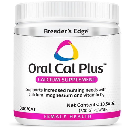 [BRSW2ZLYAQPAG3TU] Breeder’s Edge Oral Cal Plus Powder, Calcium & Vitamin D₃ Whelping Supplement for Nursing Dogs and Cats, Supports Healthy Bones, Teeth & Lactation, 300g